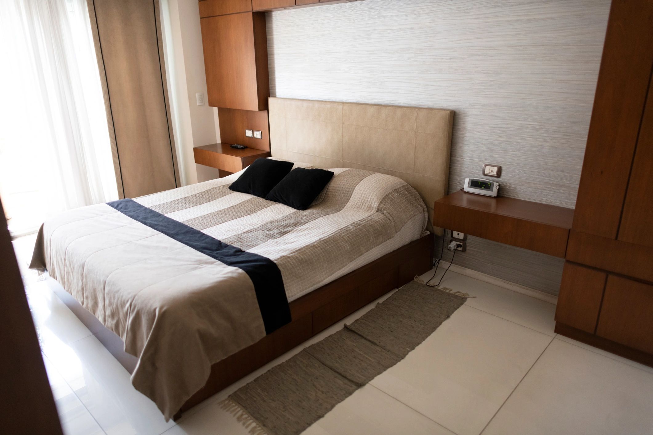 Bedroom interior showing integrated storage and sleeping area
