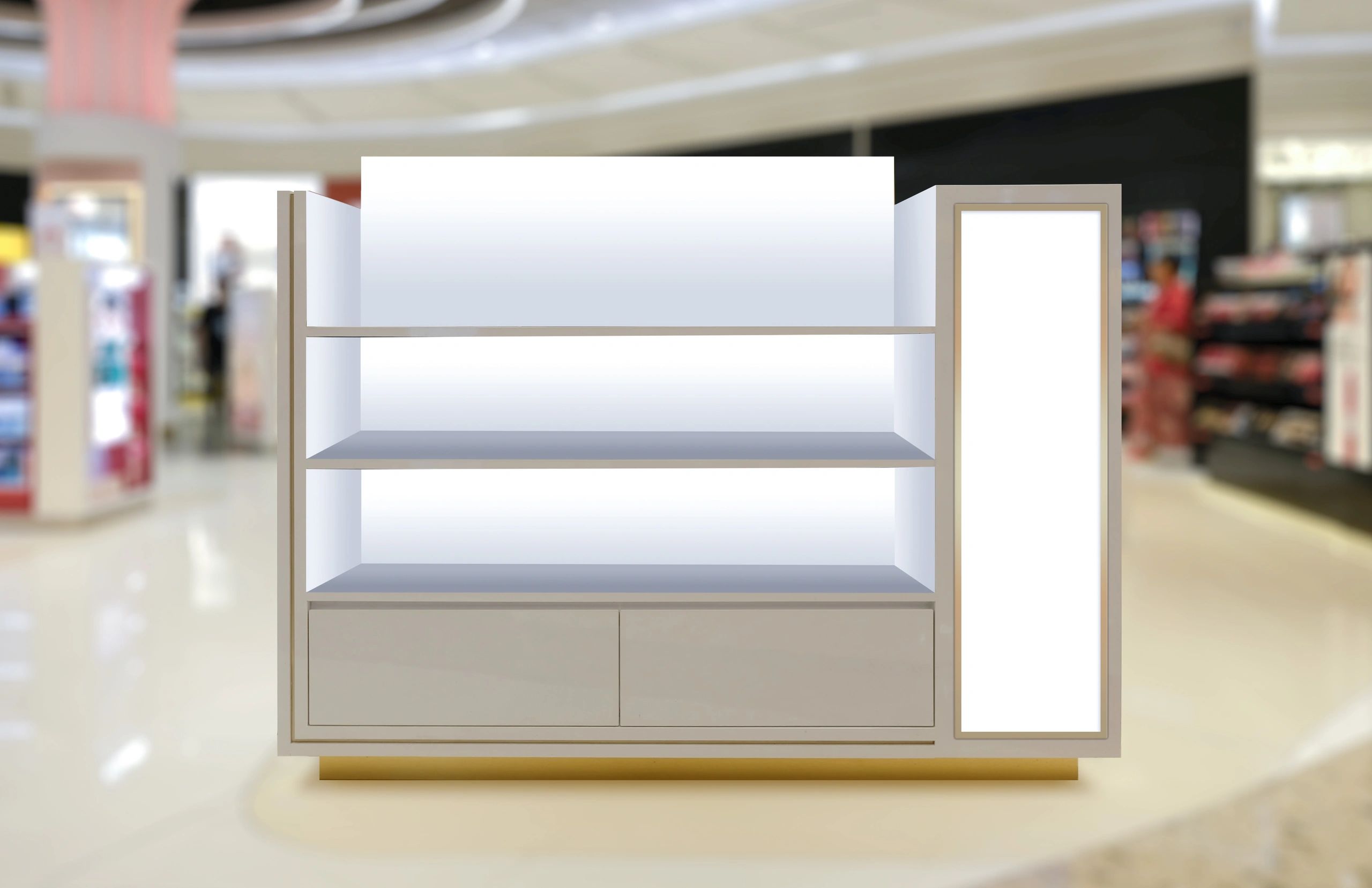 Shelving layout illustrating organized reach-in storage potential